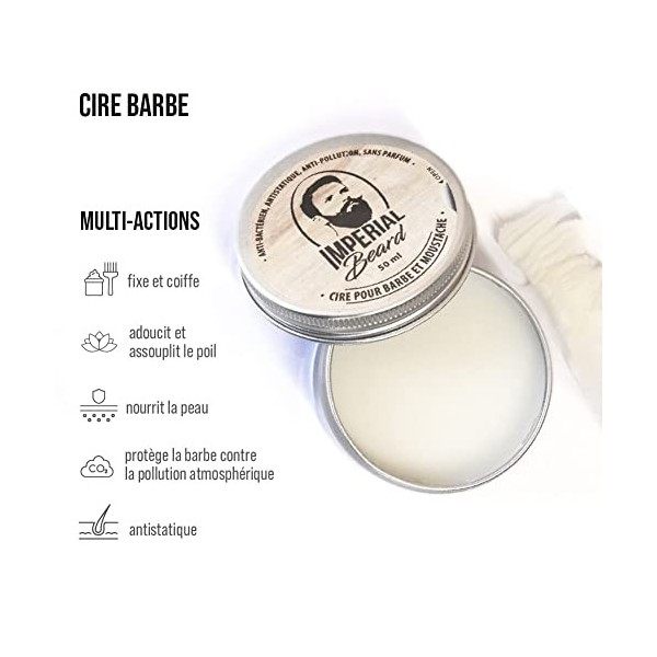 IMPERIAL BEARD - Cire à Barbe et Moustache - Entretien Barbe - Fabrication Française - 50 ml