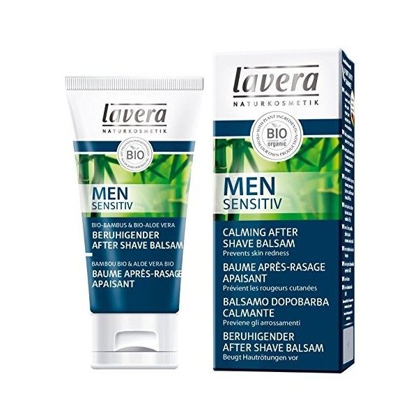 lavera Men Sensitiv Baume après-rasage apaisant - bambou bio et de laloe vera bio - Prévient les rougeurs de la peau & apais