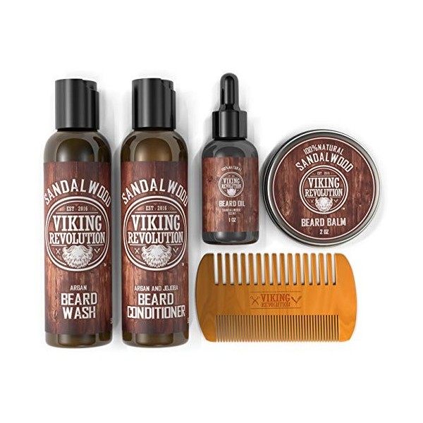 Kit Barbe Homme - Adoucit, Hydrate & Soulage les Démangeaisons - Contient Après Shampoing & Shampoing Barbe, Peigne Barbe, Ba