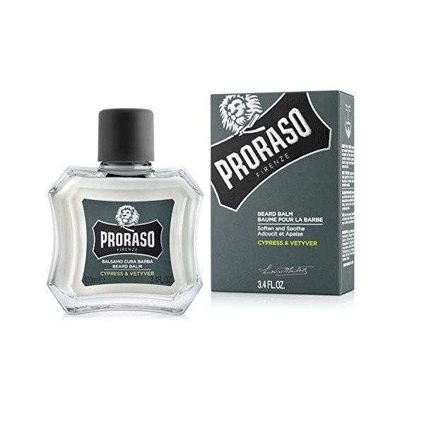 Proraso Baume Barbe, Cyprès & Vétiver, 100 ml, Baume à barbe parfumé, Adoucit, protège et soulage les démangeaisons et linco