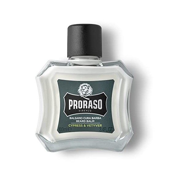 Proraso Baume Barbe, Cyprès & Vétiver, 100 ml, Baume à barbe parfumé, Adoucit, protège et soulage les démangeaisons et linco