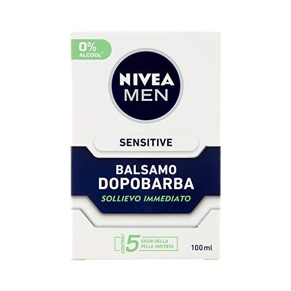 NIVEA MEN Sensitive Baume Après-rasage Extra doux en lot de 100 ml, Après-rasage pour homme avec extrait de camomille et vita