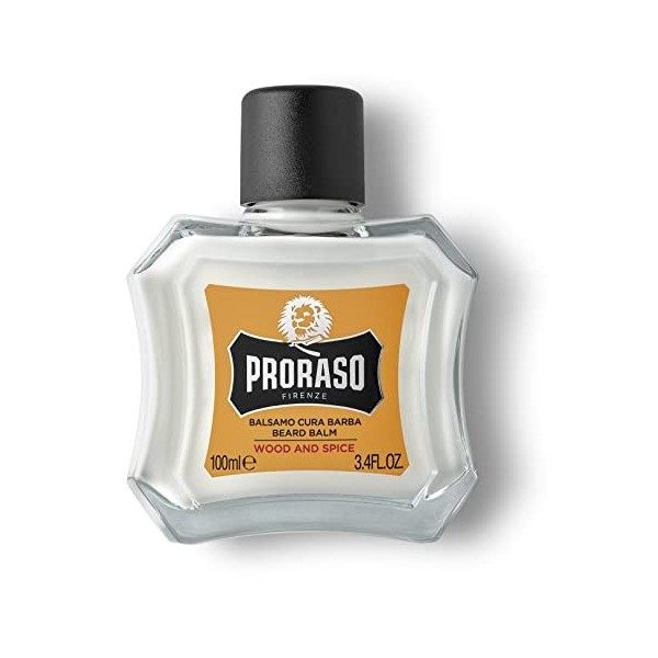 Proraso Lot de 2 baumes barbe Wood & Spice, 2 x 100 ml, Baume à barbe qui adoucit et soulage les démangeaisons et linconfort