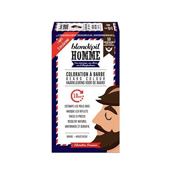 Blondépil Homme Coloration A Barbe Blond Naturel Barbe/Moustache Kit 3 Utilisations Lot de 2