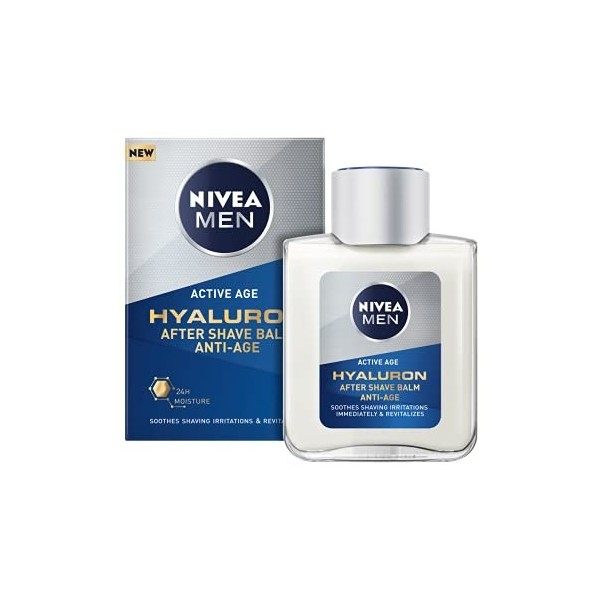 NIVEA MEN Hyaluron Bálsamo After Shave Antiedad con Ácido Hialurónico 1 x 100 ml , bálsamo hidratante para calmar la piel tr