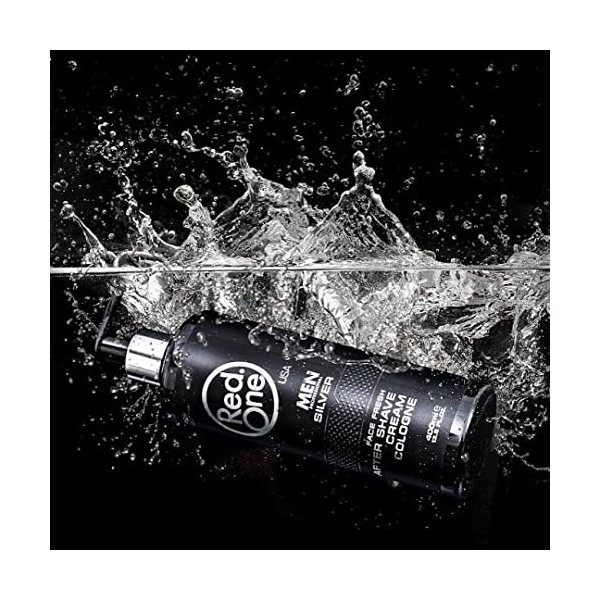 RedOne Aftershave Cream Cologne 400 ml Baume Lotion Men | Hydratant Visage Frais | Argent 