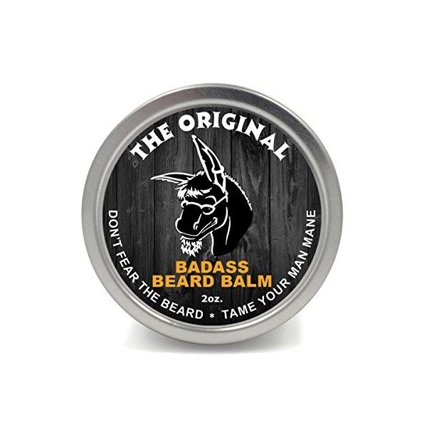 Badass Beard Care Beard Balm For Men - The Original Scent, 2 oz - All Natural Ingredients, Soften Hair, Hydrate Skin to Get R