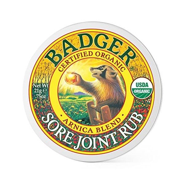 Badger JOINT RUB BALM Certified Organic Arnica Blend Sore, Achy Joint Relief 21g