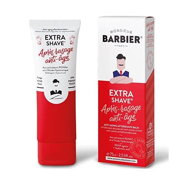 Baume Après Rasage de Monsieur BARBIER | Naturel, Végan, Français | Vertus réparatrices et anti-âge | 75mL & Crème de Rasage 