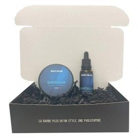 mans beard - Coffret Huile à barbe et Baume hydratant Santalum - Parfum Santal - 100% Fabriqué en France - Ingrédients dori