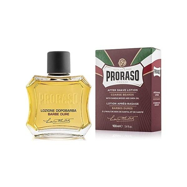 Proraso Lotion Après-Rasage Nourrissante, 100 ml, Soin Visage Homme au bois de santal et huile de karité, Hydrate et soigne, 