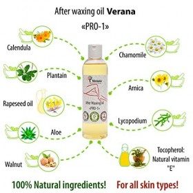 Verana Huile Apaisante pour les Soins de la Peau Avant et Après le Rasage, Lépilation, Cire épilatoire, Contre la Douleur, A