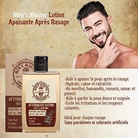 Mens Master Mens Lotion Apaisante Après-rasage | Après-rasage pour Hommes | Produit Après-rasage | Soin Visage Barbe Homme 