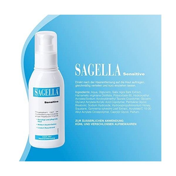 Sagella® Sensitive Baume nourrissant pour femme, prévient les crachats et les brûlures de rasage, pour une sensation agréable