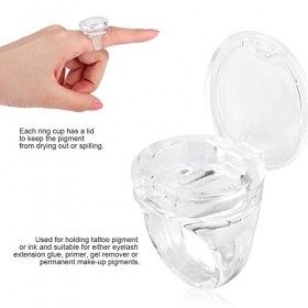 Semme Anneau dencre De Tatouage, 20 Pcs Cils Colle Conteneurs Pigment Encrier Titulaire De La Tasse avec Le Couvercle pour C