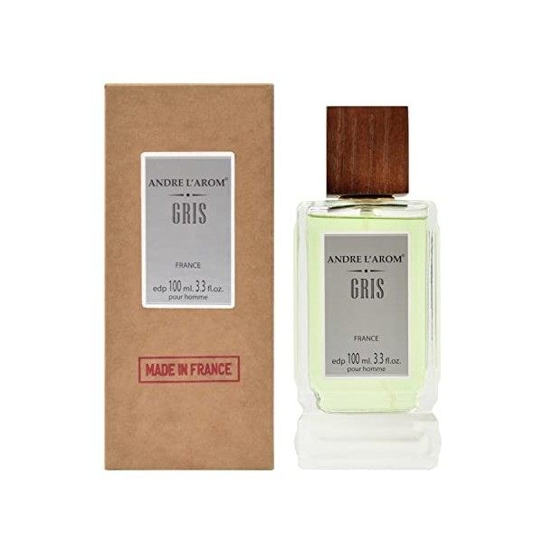 ANDRE L’AROM - serie Kraft - Eau de parfum pour homme 100 ml - Fabriqué en France - Produit de Grasse GRIS [épicé, fougère] 