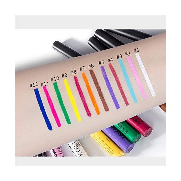 Allbestaye 12 couleurs colorées Eyeliner liquide Set mat eye liner couleur imperméable Maquillage Set Rainbow High Liner Prec