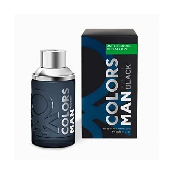 Benetton - Black from United Colors, Eau de Toilette for Men - Long Lasting - Young, Modern and Casual Fragance - Amber Woody