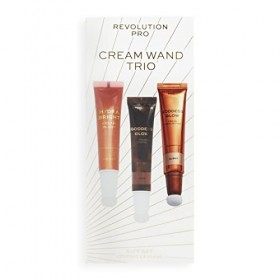 Revolution Pro Trio de baguettes crème pour le visage, set de maquillage contour, fard à joues et surligneur, végétalien et s