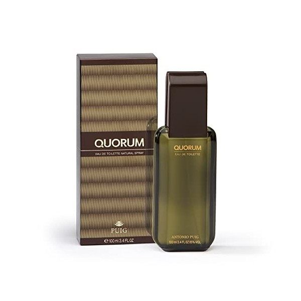 Quorum Eau de Toilette for Men - Virile, Classic, Elegant and Robust Scent - Citrus, Spicy, Leather, Tobacco and Wood Notes -