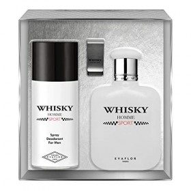 EVAFLORPARIS Whisky Sport Coffret pour Homme Eau de Toilette 100 ml + Déodorant 150 ml + Money clip Vaporisateur Spray Parfum
