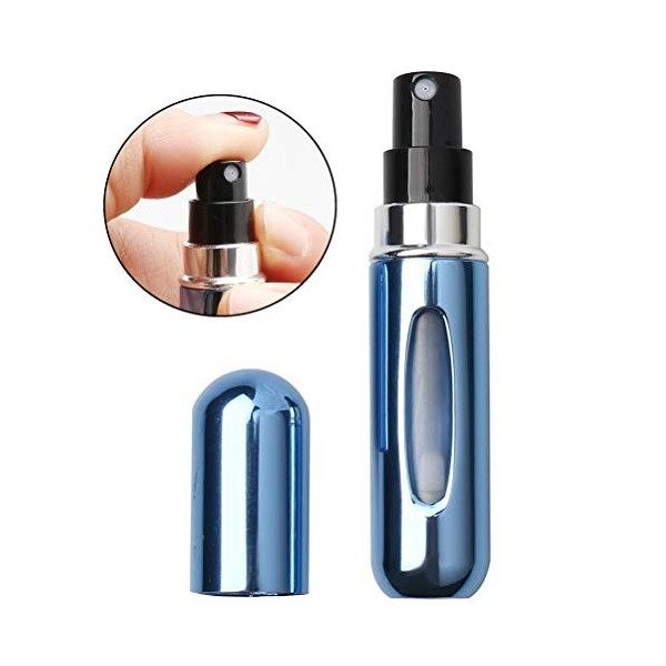 3Pcs Bouteille Vaporisateur de Parfum de Voyage, 5ml Mini Portable Bouteille de Parfum Rechargeable Atomiseur Bleu Noir Arge