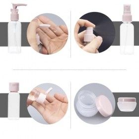 Lot de 11 Flacon Voyage Set, Bouteilles de voyage 30/50/60/80 ml, Petits pots de crème, Vaporisateur transparent, distributeu