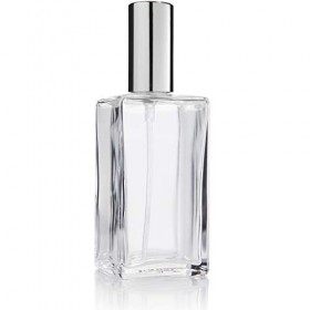 Fantasia 46192 Flacon de parfum carré avec pompe, Vaporisateur et bouchon Argenté 100 ml