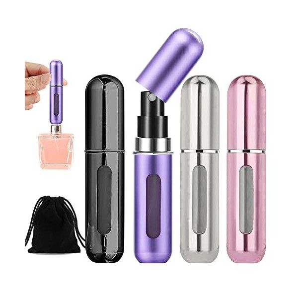 SUYIPCUS Vaporisateur Parfum Vide Flacon Voyage - 4 PCS Rechargeable Mini Parfum Atomiseur pour Voyage Bouteille Flacons de P