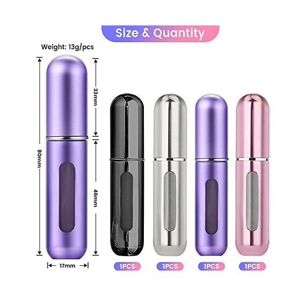 SUYIPCUS Vaporisateur Parfum Vide Flacon Voyage - 4 PCS Rechargeable Mini Parfum Atomiseur pour Voyage Bouteille Flacons de P