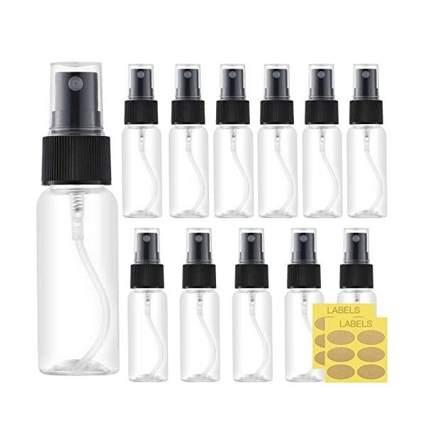 Tourel 30ML Flacon Spray Vide 12 Pièces Vaporisateur Parfum, Bouteille Rechargeable de Voyage, Pulvérisateur Atomiseur pour