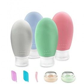 Gvolatee Lot de 9 Flacon de Voyage 100Ml, Étanches Silicone Vide Bouteilles de Voyage, Rechargeables Contenant, pour Lotions 