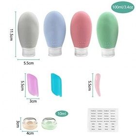 Gvolatee Lot de 9 Flacon de Voyage 100Ml, Étanches Silicone Vide Bouteilles de Voyage, Rechargeables Contenant, pour Lotions 