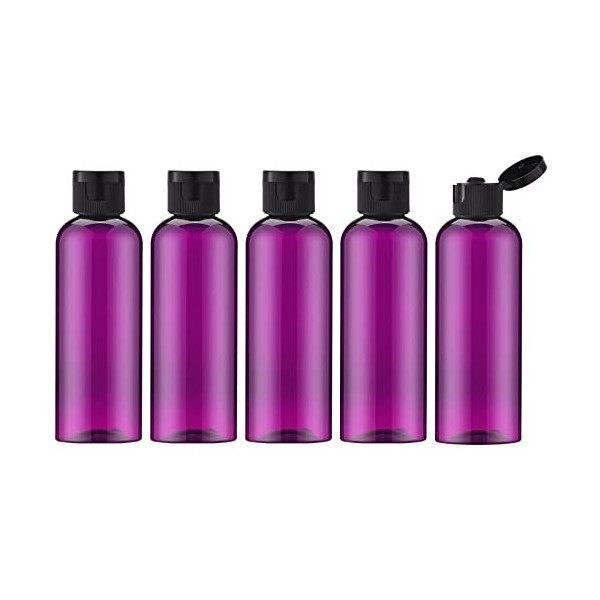 Toureal 100ML Flacon avec Flip Cap Vide 5 Pièces , Rechargeable Bouteille de Voyage pour Cosmétique avec Entonnoir Transpar