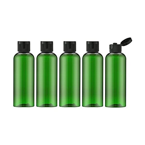 Toureal 100ML Flacon avec Flip Cap Vide 5 Pièces , Rechargeable Bouteille de Voyage pour Cosmétique avec Entonnoir Transpar