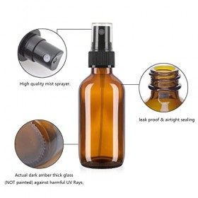 2Pcs 60ml Flacons en Verre Ambre Vide,Flacon Pulvérisateur en Verre,Petit Flacon Vaporisateur de Voyage,Flacon Vaporisateur V