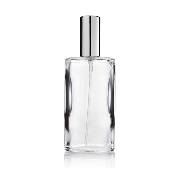 Fantasia - 46193 - Flacon en verre transparent - Ovale - Avec vaporisateur et capuchon argenté - Contenance 100 ml