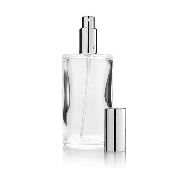 Fantasia - 46193 - Flacon en verre transparent - Ovale - Avec vaporisateur et capuchon argenté - Contenance 100 ml