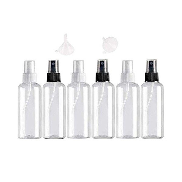 Usmlicer 4PCS 100ml Flacon Vaporisateur, Bouteille de Voyage Vide Plastique Réutilisables Transparent Atomiseur De Poche, Bou