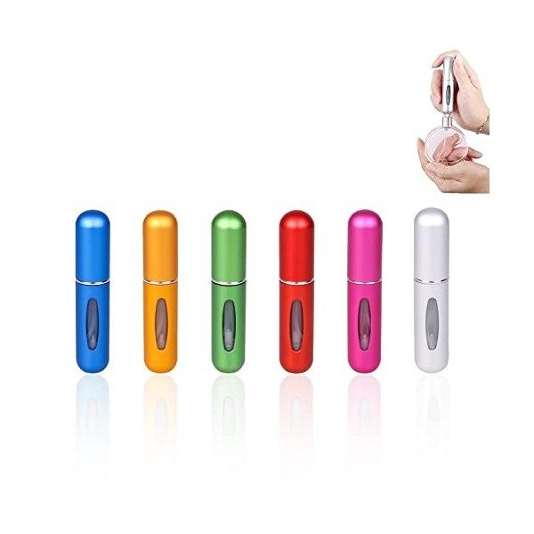 VEGCOO 6 PCS Vaporisateur Parfum Vide, 5ml Flacon Parfum Vide Mini Portable Vaporisateur de Sac Rechargeable pour Femmes et H