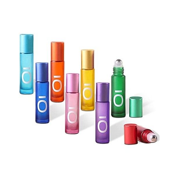 10ml Bouteilles dhuiles essentielles, Roll on Vide, Flacon Roll on en Verre, pour Rechargeable, Aromathérapie, Parfum, Massa