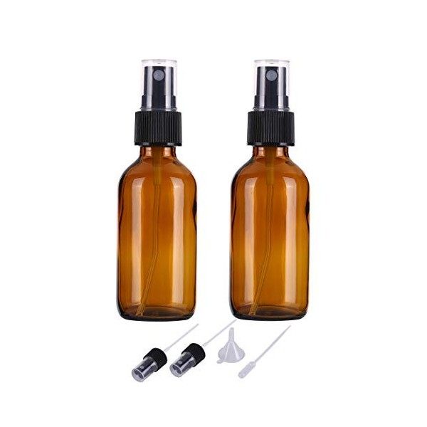 ALIFEIA 2Pcs 60ml Flacon Vaporisateur Vide Verre, Bouteille Spray Verre Avec Brouillard de Pulverisateur Fine,PulvéRisation à