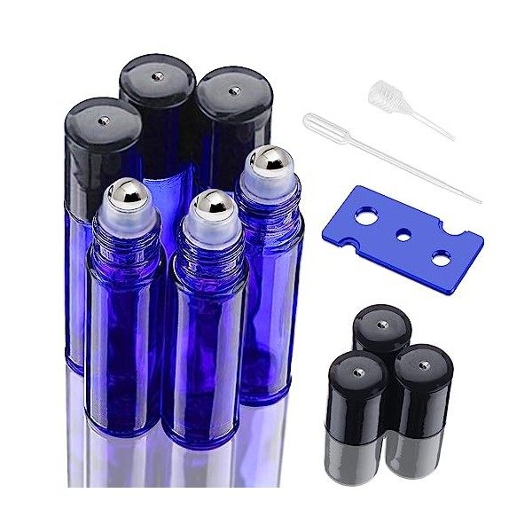 DKBT Flacon Roll On Vide 10ml 12pcs Roll On Huile Essentielle Vide Bouteil Brun Verre Flacon Roller Rechargeable, Avec Bille 