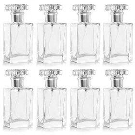 Belle Vous Flacon Spray Vide 30 ml Bouteille Parfum Vide Rechargeable Lot de 8 - Bouteille Spray Carré Transparente avec Pu