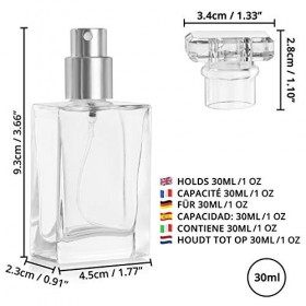 Belle Vous Flacon Spray Vide 30 ml Bouteille Parfum Vide Rechargeable Lot de 8 - Bouteille Spray Carré Transparente avec Pu