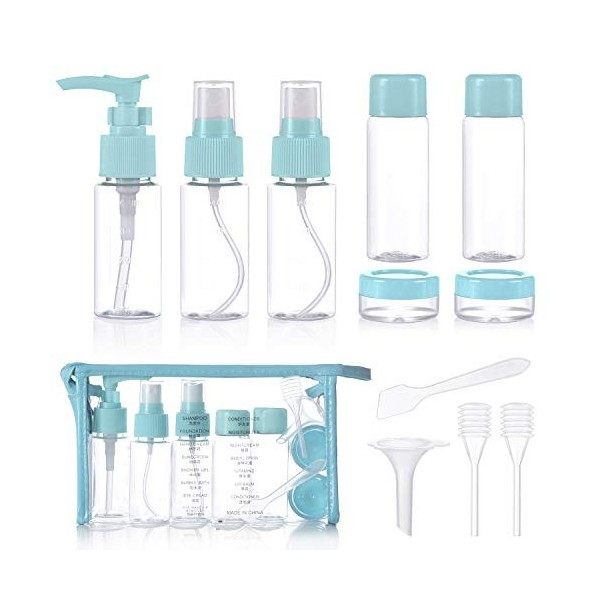 Bouteille de Voyage Cosmetique, XiYee 10 Pcs Bouteilles Vide Voyage, Flacon Spray de Voyage Transparent pour Liquides, Kit Vo