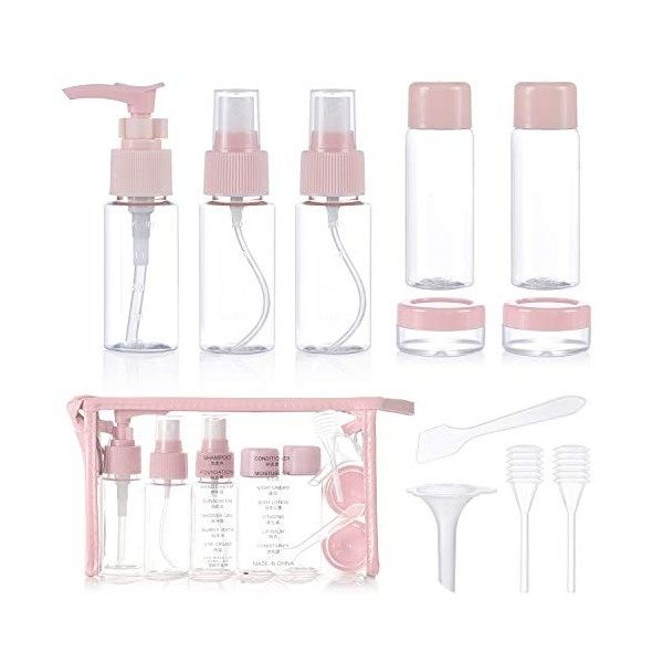 Bouteille de Voyage Cosmetique, XiYee 10 Pcs Bouteilles Vide Voyage, Flacon Spray de Voyage Transparent pour Liquides, Kit Vo