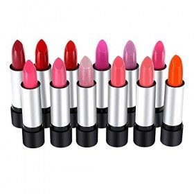 Anself 12Pcs Rouge à Lèvres Glossy La Baume Facile à Porter Lipstick 12 Couleurs Féminine Beauté, Gloss à Lèvres Maquillage F