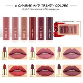 ONLYOILY Rouge à Lèvres,6 pièces rouge à lèvres Liquide Kit de brillants à lèvres Mat Velours Glaçage pour les lèvres,pour le