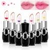 6 Pcs Beauté Jelly Lipstick, Fleur Température Changement de couleur rouge à lèvres, hydratant longue durée imperméable Baume